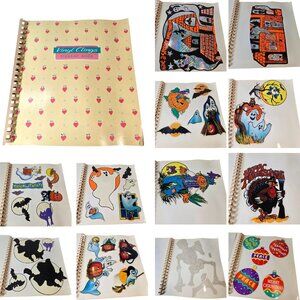 Vintage Halloween Window Clings Book Vinyl Stickers Glow in the Dark Christmas